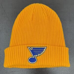 NHL Official Yellow Fanatics Cuffed Beanie St Louis Blues Bluenote Embroidered